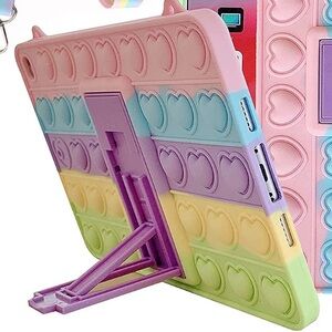 NEW Rainbow Pop-It Heart Tablet Case with Kickstand